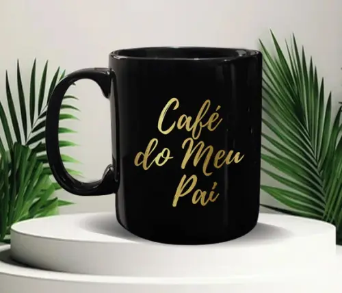 Caneca Preta Personalizada de Porcelana 300ml - 48 Unidades
