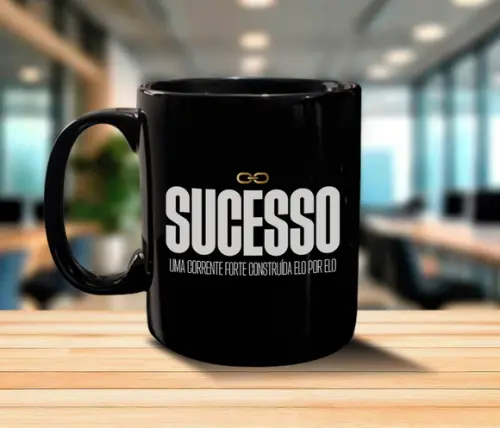 Caneca Preta Personalizada de Porcelana 300ml - 48 Unidades
