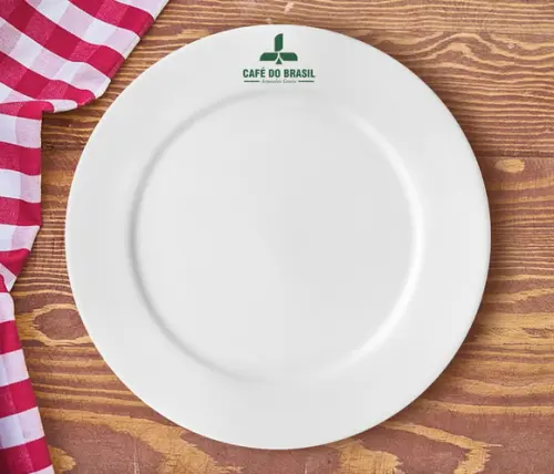 Prato Personalizado de Porcelana 24cm - Kit 100 Unidades