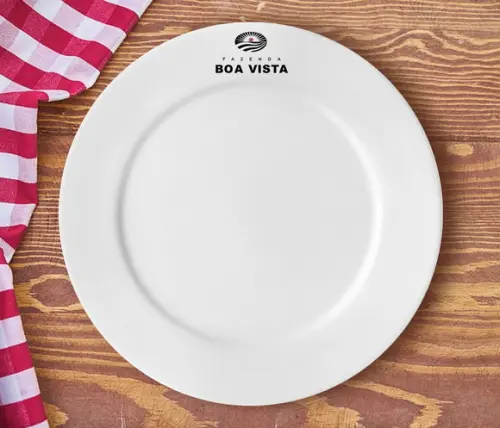 Prato Personalizado de Porcelana 24cm - Kit 48 Unidades