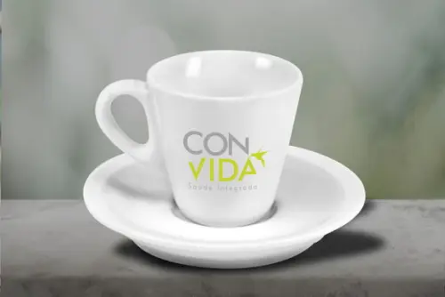 Xícara Personalizada Pirâmide de 70ml - Kit 48 Unidades