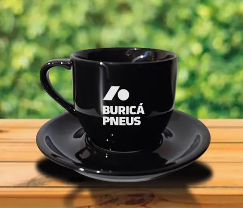 Xícara Preta Personalizada de 170ml - Kit 24 Unidades