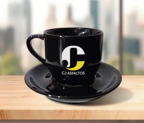 Xícara Preta Personalizada de 170ml - Kit 36 Unidades