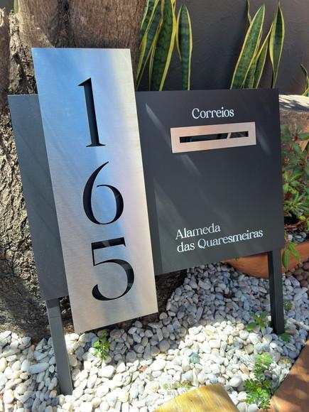 Algarismo Acm + Inox +caixa Correio e Pé para Jardim