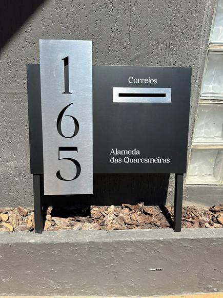 Algarismo Acm + Inox +caixa Correio e Pé para Jardim