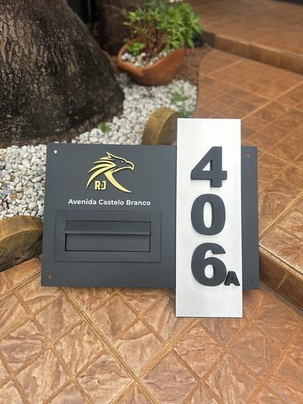 Algarismo Acm+inox Caixa de Correio 60x55 Número Sobreposto