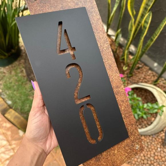 Algarismo Residencial Acm com Acm Corten Personalizado 40x18