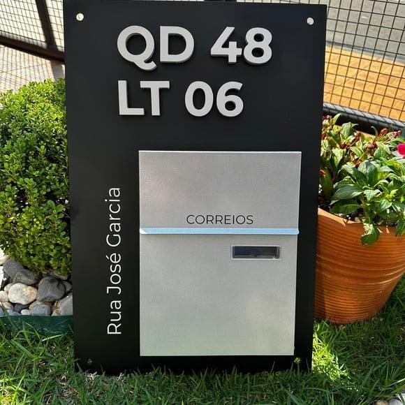 Algarismo Residencial Acm com Caixa de Correio 65x40 Frontal