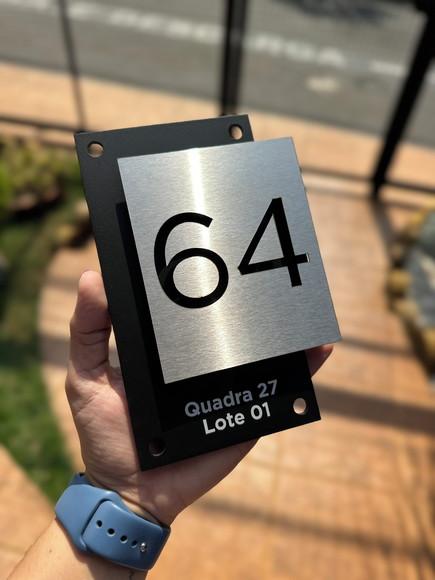 Algarismo Residencial Acm com Inox - 12x18