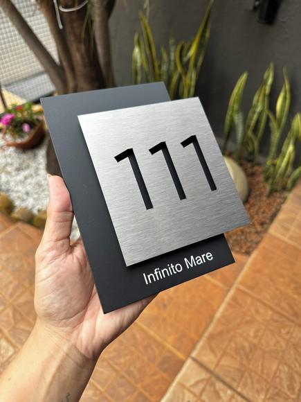 Algarismo Residencial Acm com Inox - 12x18