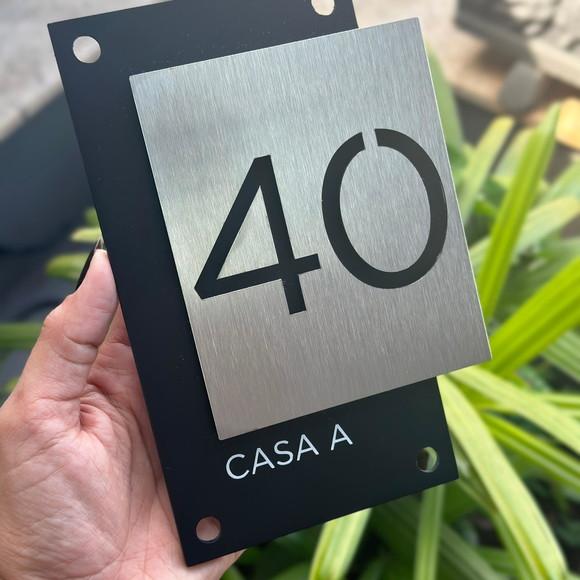 Algarismo Residencial Acm com Inox - 2 Dígitos 12x18