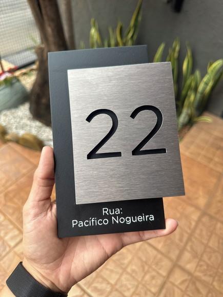 Algarismo Residencial Acm com Inox - 2 Dígitos 12x20