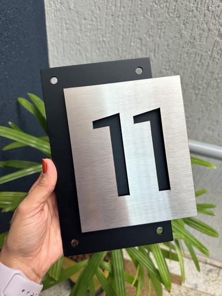 Algarismo Residencial Acm com Inox - 22x16