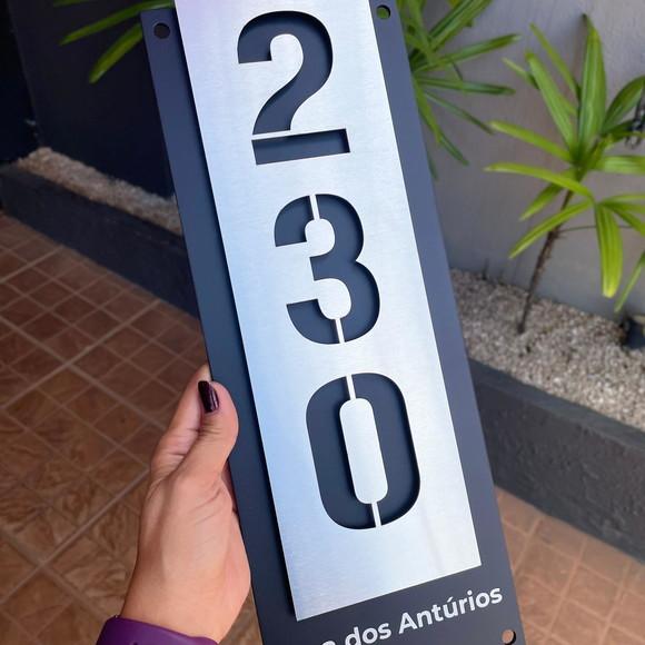 Algarismo Residencial Acm com Inox - 3 Dígitos 15x43