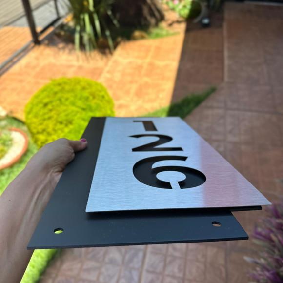 Algarismo Residencial Acm com Inox - 3 Dígitos 21x49,5cm