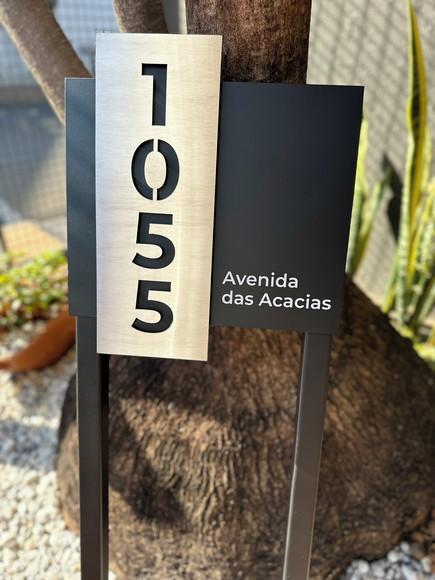 Algarismo Residencial Acm com Inox - 30x33 para Jardim