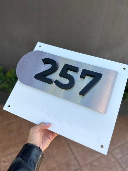 Algarismo Residencial Acm com Pvc - 3 Dígitos 60x45