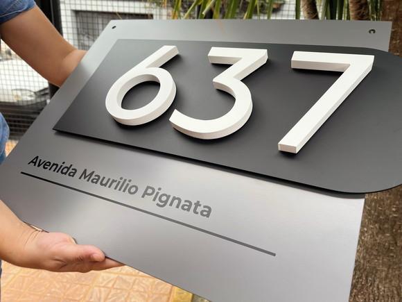 Algarismo Residencial Acm com Pvc - 3 Dígitos 60x45