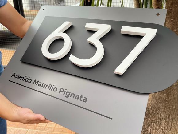 Algarismo Residencial Acm com Pvc - 3 Dígitos 60x45