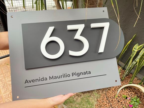 Algarismo Residencial Acm com Pvc - 3 Dígitos 60x45