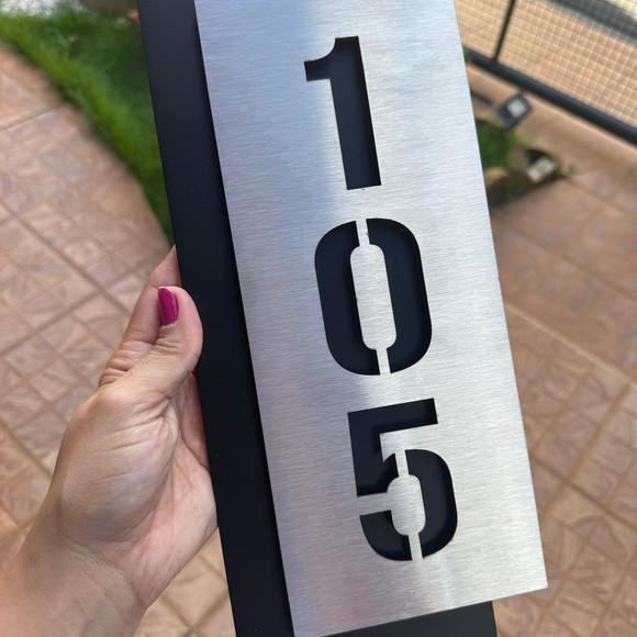 Algarismo Residencial Acm e Inox - 3 Dígitos 14x33