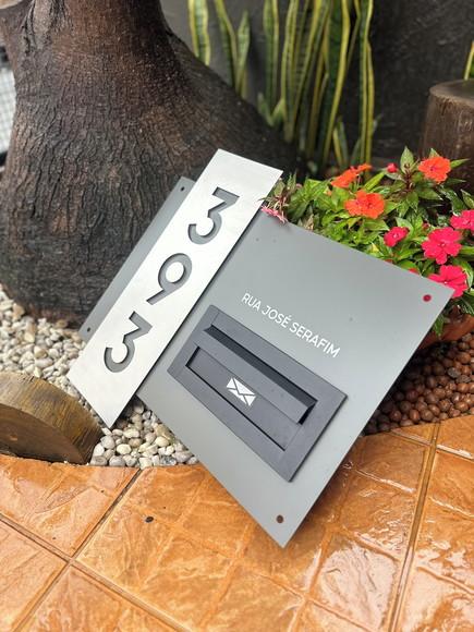 Algarismo Residencial Acm+inox com Caixa de Correio 60x55