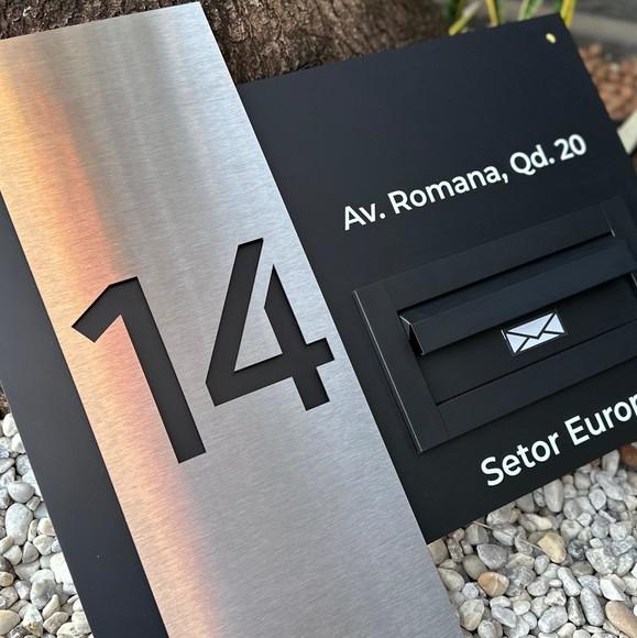 Algarismo Residencial Acm+inox com Caixa de Correio 60x55