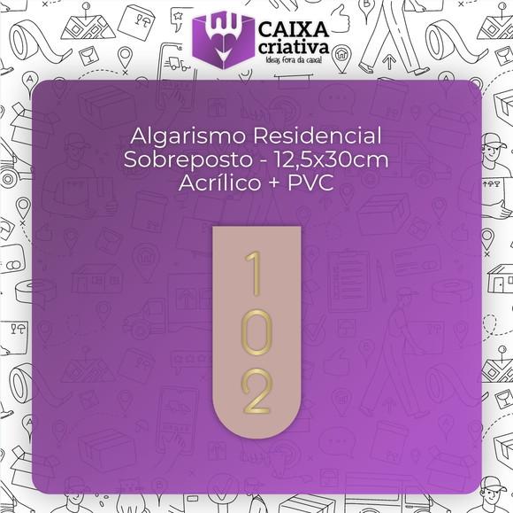 Algarismo Residencial Acrílico com Pvc - 3 Dígitos 12,5x30cm