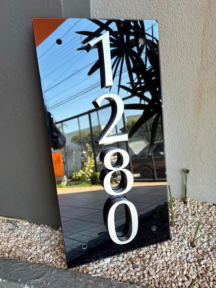 Algarismo Residencial Vidro com Inox - 4 Dígitos 30x60