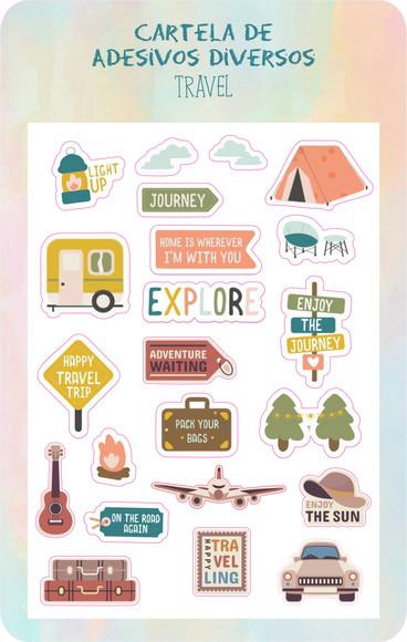 Cartela de Adesivos Autocolantes - Travel