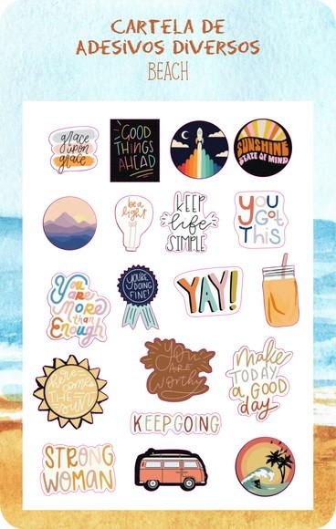 Cartela de Adesivos Autocolantes - Beach
