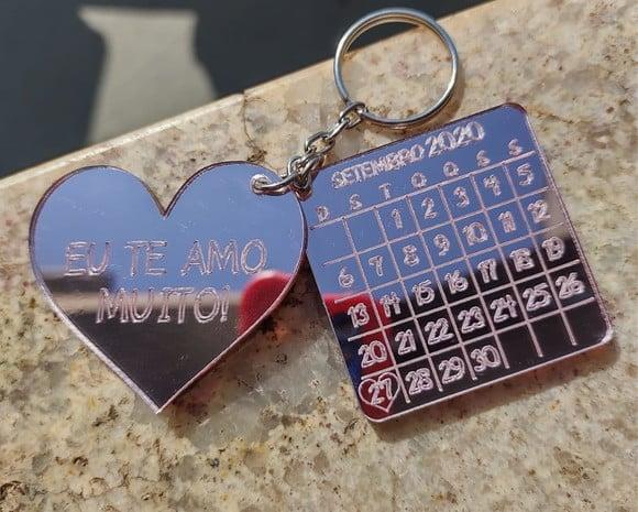 Chaveiro Acrílico - Calendário Dia dos Namorados