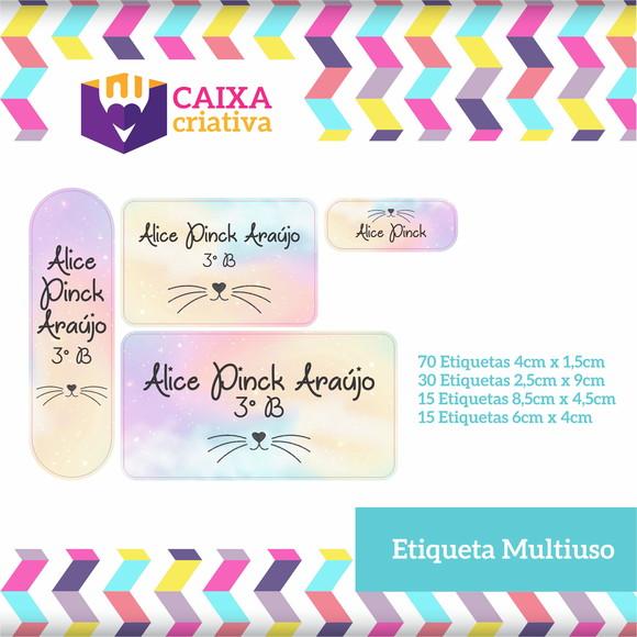 Kit Etiquetas Adesivas - Arco Íris - Gatinha