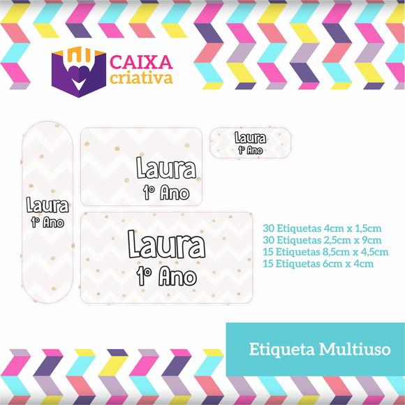 Kit Etiquetas Adesivas - Chevron Dourado