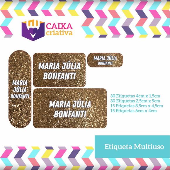 Kit Etiquetas Escolares Glitter Dourado