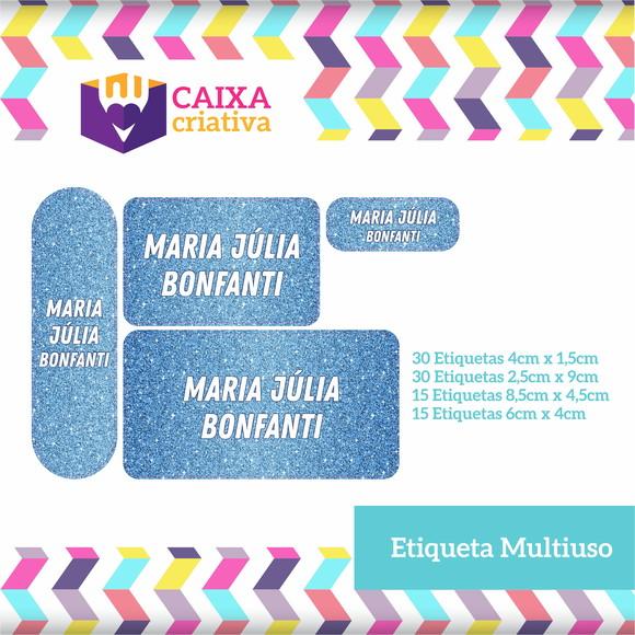 Kit Etiquetas Escolares Glitter Azul