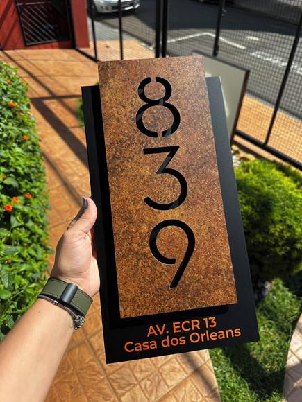 Número para Casa Acm com Acm Corten - 3 Dígitos 20x40