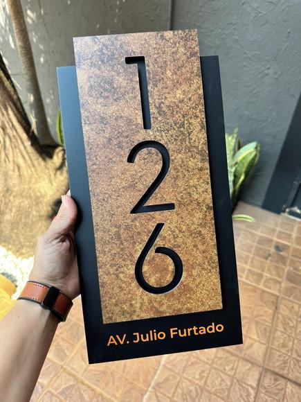 Número para Casa Acm com Acm Corten - 3 Dígitos 20x40