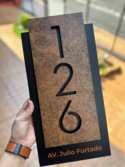 Número para Casa Acm com Acm Corten - 3 Dígitos 20x40