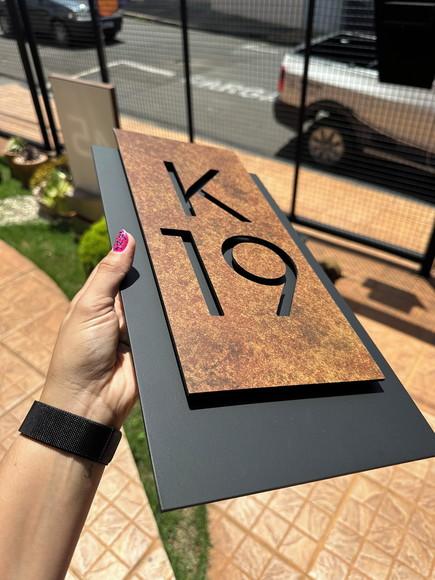 Número para Casa Acm com Acm Corten - 3 Dígitos 20x40