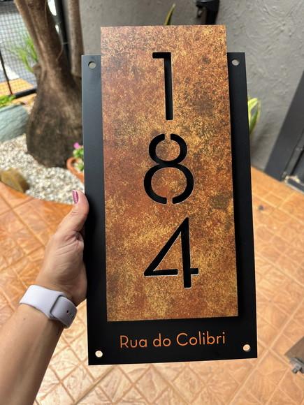 Número para Casa Acm com Acm Corten - 3 Dígitos 20x40
