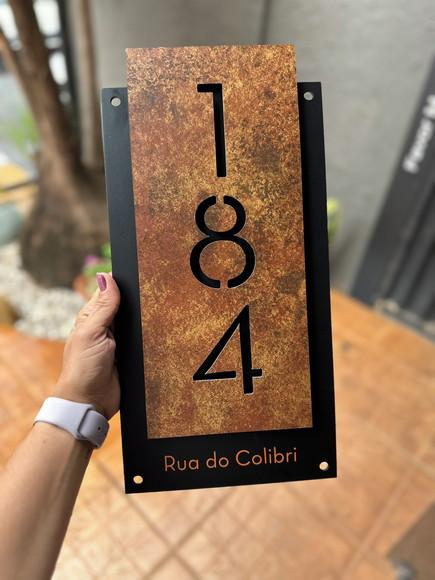 Número para Casa Acm com Acm Corten - 3 Dígitos 20x40
