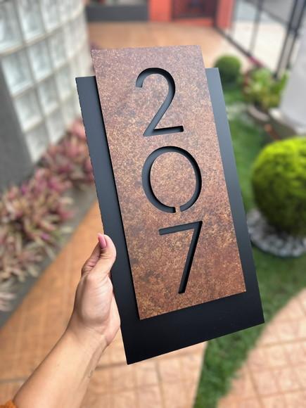 Número para Casa Acm com Acm Corten - 3 Dígitos 20x40