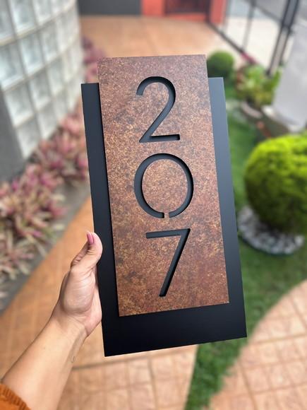 Número para Casa Acm com Acm Corten - 3 Dígitos 20x40