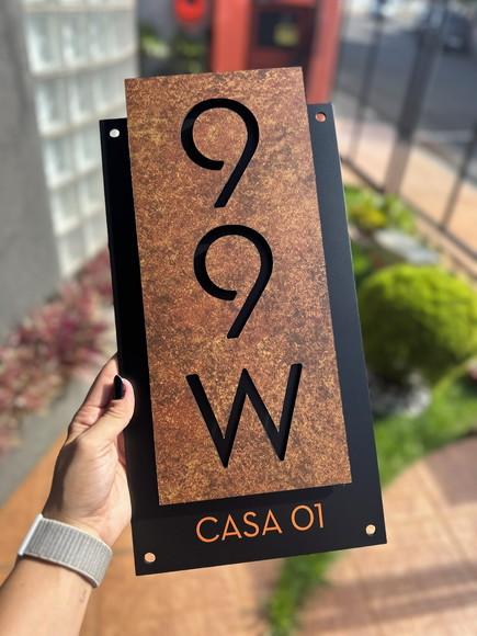 Número para Casa Acm com Acm Corten - 3 Dígitos 20x40