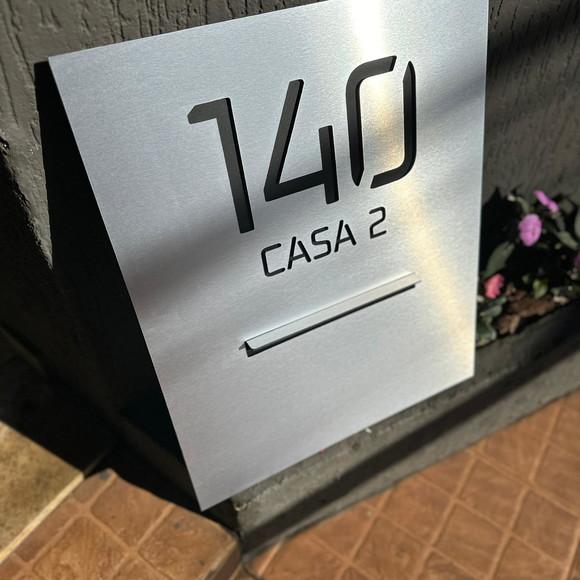 Número Residencial Acm Inox 68x45 Caixa de Correio Posterior