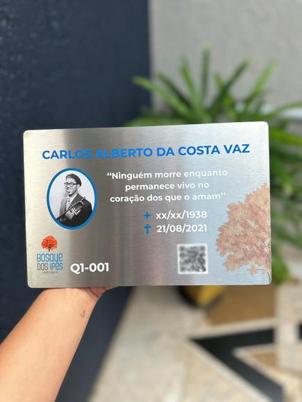 Placa Cemitério - Memorial em Inox com Impressão Uv - 20x15