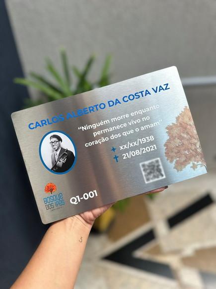 Placa Cemitério - Memorial em Inox com Impressão Uv - 20x15