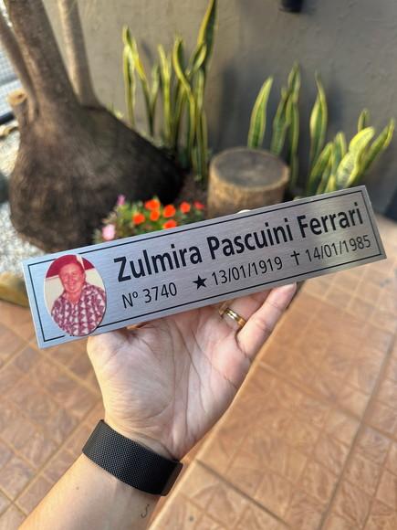 Placa Cemitério - Memorial em Inox com Impressão Uv - 5,3x23