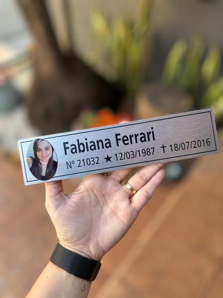 Placa Cemitério - Memorial em Inox com Impressão Uv - 5,3x23